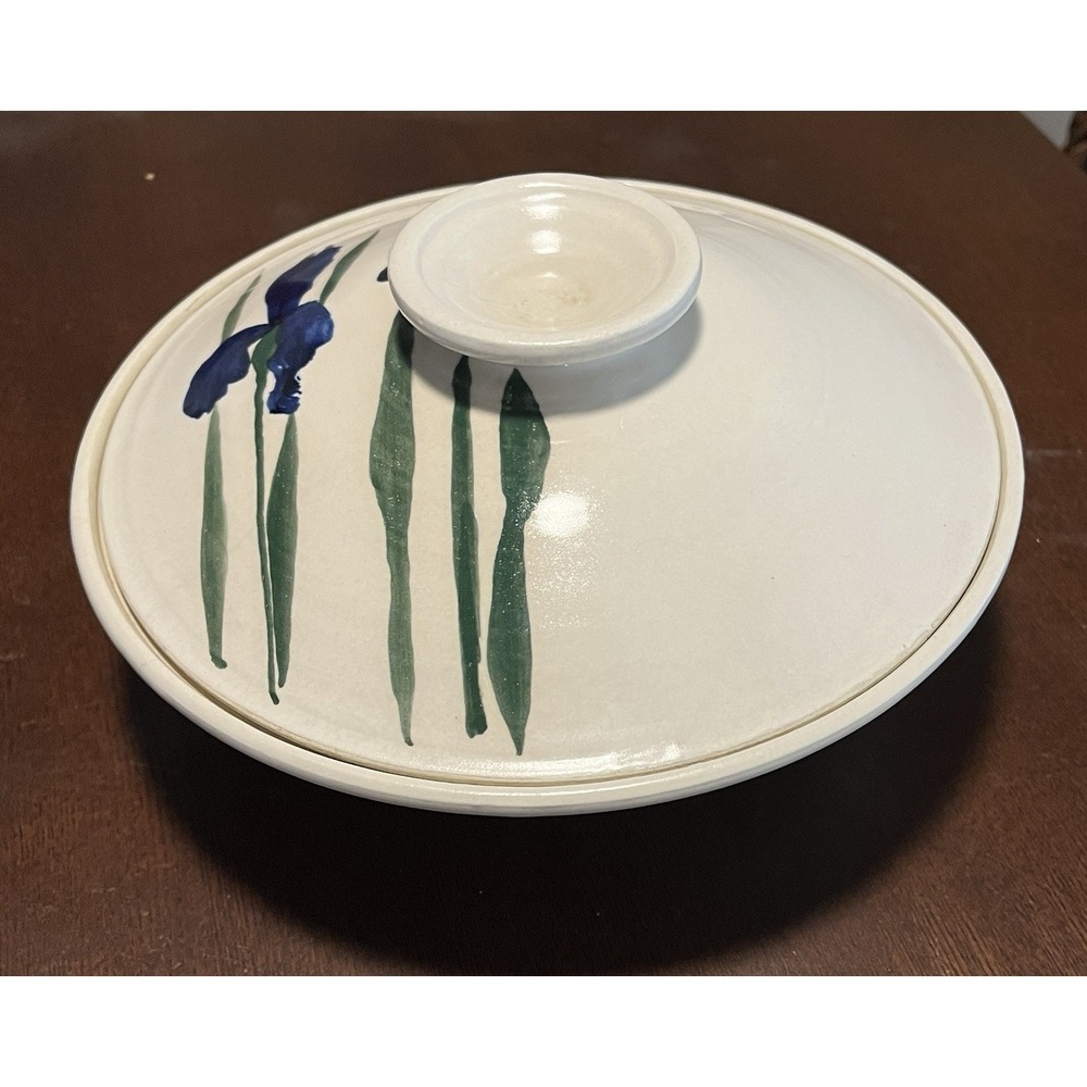 Studio Art Pottery Covered Dish Large Lidded Serving Bowl Hand Painted Signed